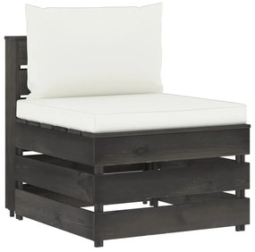 Canapea de mijloc modulara cu perne, gri, lemn impregnat 1, cream and grey, canapea de mijloc