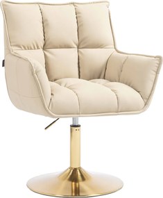 HR560N Scaun Crem Piele Ecologica Premium Soft cu Bază Aurie