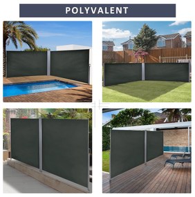 Outsunny Dublu Paravan lateral retractabil Brise-Vue paravent dim. 6L x 1,60H m Poliester Anti-UV Gri | Aosom Romania