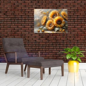 Tablou - Pictură cu floarea-soarelui (70x50 cm)