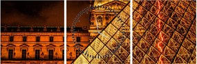 Tablou cu Louvre la Pris (cu ceas) (90x30 cm)