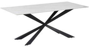 Masa Bucatarie/Dining Coralys Blat Piatra Sinterizata Finisaj Marmura Alb 180x90 Cm