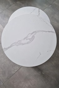 Masa de cafea Luis alb/marmura alba/auriu ø80/h41 cm