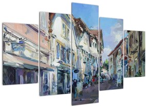 Tablou - Strada orașului vechi, pictură acrilică (150x105 cm)
