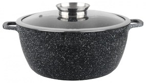 Cratita cu capac Oliver Voltz OV54318C26, Ø26x12 cm, 5.5 L, Aluminiu turnat, Finisaj marmura ceramica, Negru