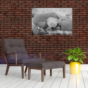 Tablou - Urși polari, alb-negru (90x60 cm)