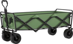 Outsunny Cărucior de grădină pliabil 130L cu roți, remorcă robustă cu frâne, mâner reglabil, verde | Aosom Romania
