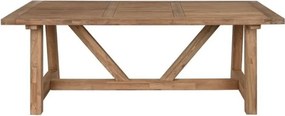 Masă dining din lemn masiv de tec, natur, 10 locuri, cu bază în formă de V, 75 x 200 x 100 cm, „Thoren”