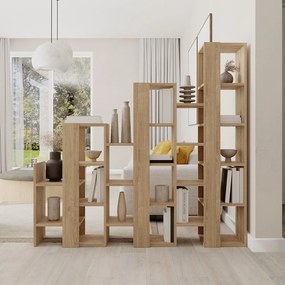 Etajeră în culoare naturală cu aspect de lemn de stejar 158x151 cm Anissa – Marckeric