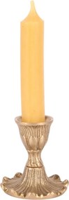 Sfeșnic mic din alamă, auriu, cu bază ondulată, pentru lumânare lungă, finisaj antichizat, 7 x 6,5 cm, „Lumignon”
