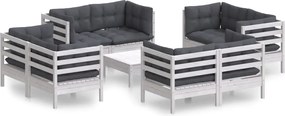 vidaXL Set mobilier de grădină cu perne, 9 piese, antracit, lemn pin