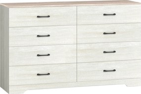 HOMCOM Comodă cu 8 Sertare pentru Dormitor, Modernă, cu Mânere, Spațioasă pentru Sufragerie, Cameră și Hol, 140x40x86 cm, Nuc și Gri Deschis | Aosom Romania