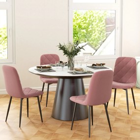 HOMCOM Scaune de Dining Set 4 Bucăți Scaun de Bucătărie cu Spătar, Imitație Catifea, Scaun 45 x 54 x 87 cm Roz | Aosom Romania