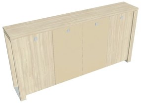 Dulap mediu pentru haine Verno+ 260 x 46 x 130 cm, uși combinate, salcâm / vanilie