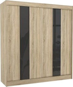 Dulap cu usi glisante 200x215 cm, Karen, ADRK Furniture (Culoare: Sonoma / Alb Lacobel)