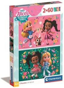 Alice în Cofetăria Minunilor Flowers Puzzle Clementoni Disney 2x60 buc.