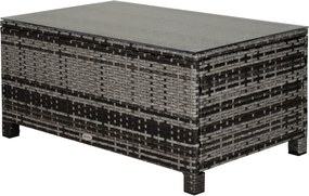 Outsunny Măsuță de grădină blat din sticlă securizată 5 mm ratan împletit 85 x 50 x 39 cm Max. 70 kg gri | Aosom Romania