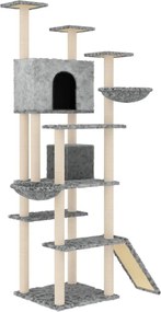 vidaXL Ansamblu pisici, stâlpi din funie sisal, gri deschis, 191 cm