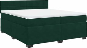 vidaXL Pat box spring cu saltea, verde închis, 200x200 cm, catifea