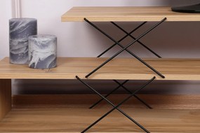 COMODA TV Zigzag, Alb - Gri - Galben - Stejar - Maro, 120 x 40 x 30 cm