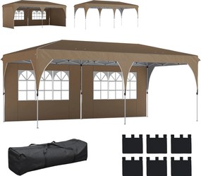 Outsunny Cort pliant 6x3 m cu benzi reflectorizante UPF 50+ Montaj ușor Sistem central de blocare Impermeabil Bej | Aosom Romania