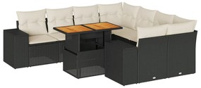 3327353 vidaXL Set mobilier de grădină cu perne, 9 piese, negru, poliratan