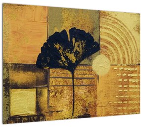 Tablou pe sticlă - Frunza ginkgo (70x50 cm)