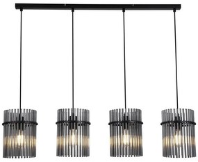 Lustra suspendata metal negru, tije din sticla Swizzle 4L