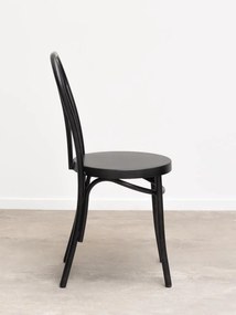 Scaun dining din metal, negru, cu spătar în buclă dublă și șezut rotund, 89 x 39 x 47 cm, „Medley”