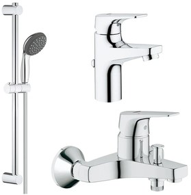 Pachet promo baterii baie 3 in 1 Grohe Bauflow S (23751000,23756000, 27948000).