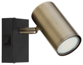 Aplica cu spot directionabil design modern ROBBY negru mat, alama antica