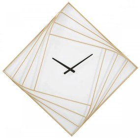 Ceas decorativ alb/auriu din metal, 85x6x85 cm, Goldy Line Mauro Ferretti