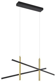 Lampă suspendată de design X neagră cu auriu, incl. LED cu 3 trepte de intensitate luminoasă - Joy