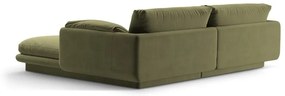 Colțar verde deschis cu tapițerie din catifea (cu colț pe partea stângă /cu șezlong) Torino – Micadoni