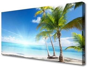 Tablou pe panza canvas Palm Sea peisaj copac Albastru Maro Verde