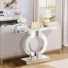 Măsuță Consolă Modernă cu Design Geometric și Finisaj Oglindă, 100x29x81 cm