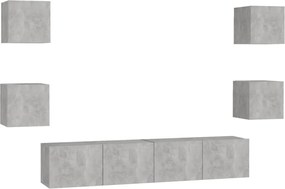 vidaXL Set de dulapuri TV, 6 piese, gri beton, lemn prelucrat