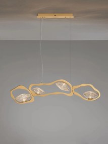 Lustra LED otel auriu si sticla DENISE