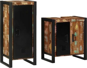 vidaXL Set de mobilier pentru baie cu raft 2 pcs Lemn recuperat masiv