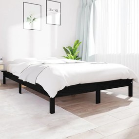 820560 vidaXL Cadru de pat Super King, negru, 180x200 cm, lemn masiv de pin