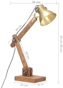 Lampa de birou industriala, alama, 58x18x90 cm, E27, rotund