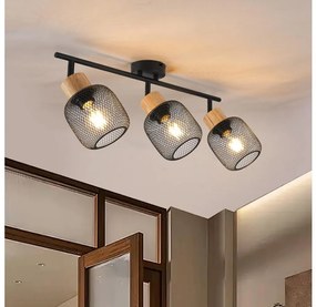 Brilagi - Spot BASKLITE 3xE27/15W/230V, lemn de cauciuc, negru