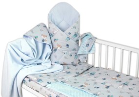 Baby Nellys 6-ti beneficiile atelierului. setat cu un cadou pentru bebelus, 120x90 Vulpea și iepurele, albastru 120x90