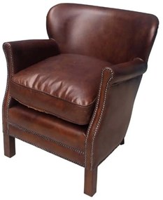 Fotoliu maro, din piele integrala superioara, Turner Leather