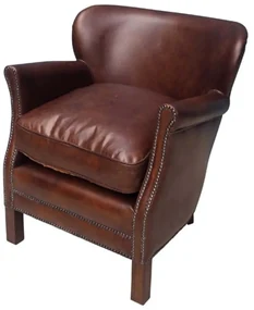 Fotoliu maro, din piele integrala superioara, Turner Leather