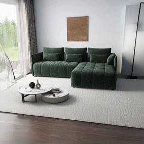 Colțar extensibil dumonde cu ladă de depozitare si sezut confortabil din spuma high-density, Malta Euphoria Green 235x185 cm