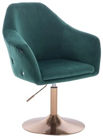 HR547N Scaun Catifea Verde cu Bază Aurie