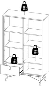 Vitrină în culoare naturală cu aspect de lemn de stejar 102x162x40 cm Ry – Tvilum