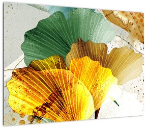 Tablou pe sticlă - Frunze (70x50 cm)