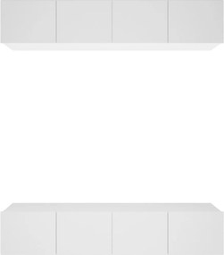 vidaXL Comode TV, 4 buc., alb, 80x30x30 cm, lemn prelucrat